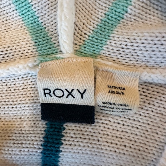 ROXY Summer hooded sweater. White with pretty stripes & lace-up front opening. - Picture 5 of 7